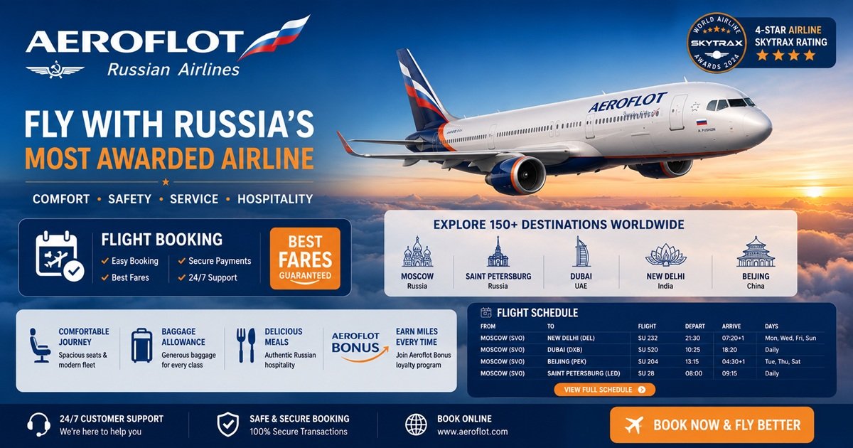 Aeroflot – Russian Airlines Flight Booking, Deals and Flight Schedule 2026