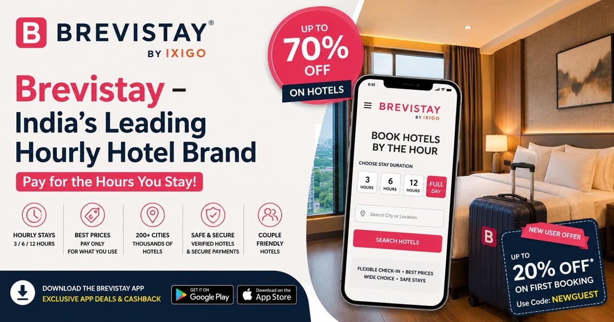 Brevistay – Leading Hourly Hotel Brand in India | Latest Deals and Discounts