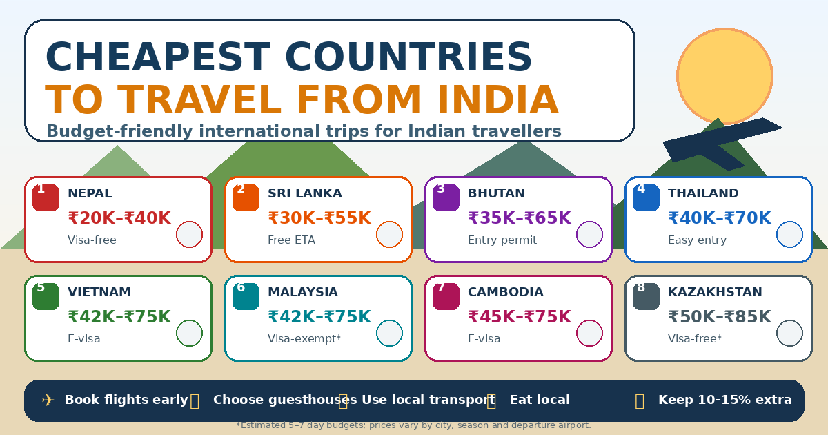 Cheapest Countries to Travel from India in 2026 – Budget Trips
