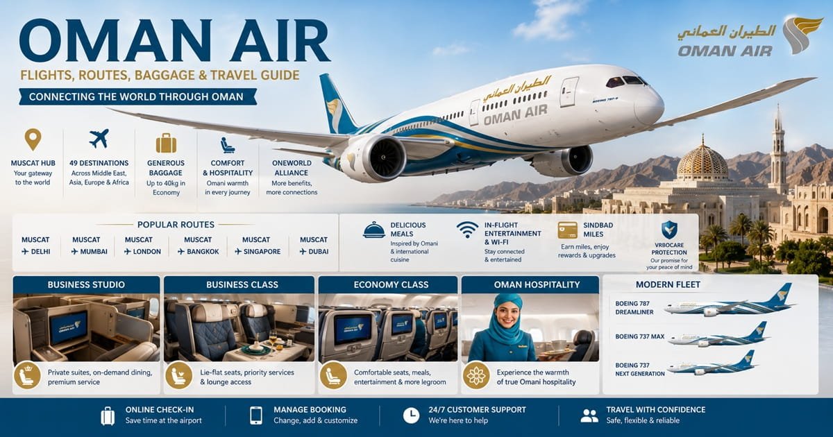 Oman Air 2026: Flights, Baggage, Routes & Cabin Guide